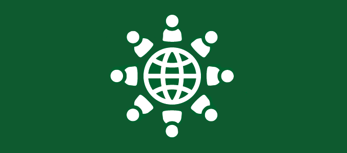 An icon of a group of people working together in a network.