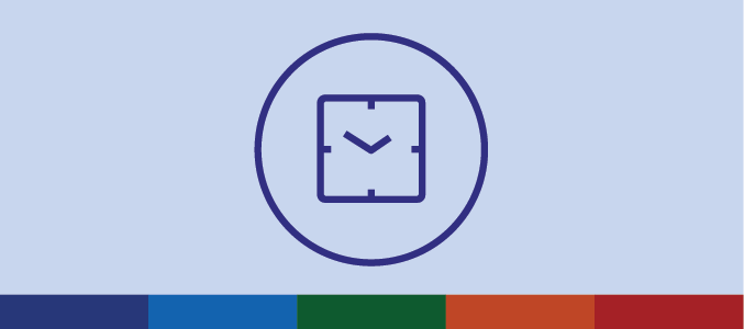 Icon of a clock representing flexible working.