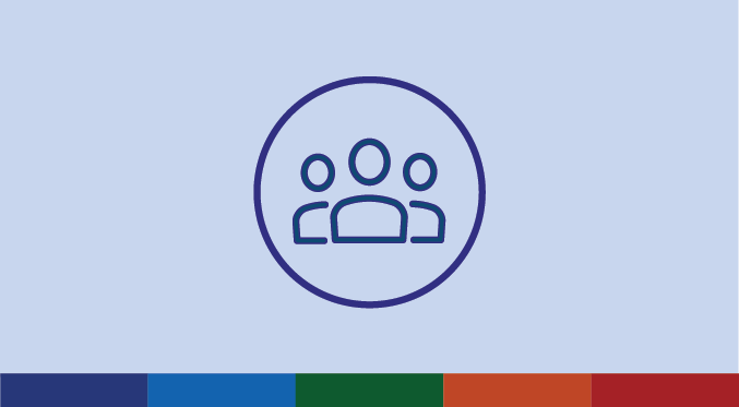 Icon showing a group of people standing together representing staff.